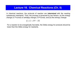Lecture 18. Chemical Equilibrium (Ch. 5)