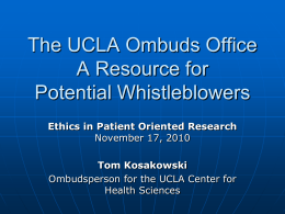 Demystifying the Ombuds Office - UCLA K30 Program: Graduate