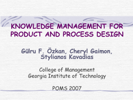 Knowledge Management for Product and Process Design