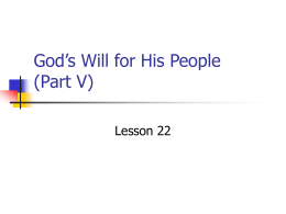 God`s Will for His People (Part V)