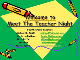Welcome to Meet The Teacher Night