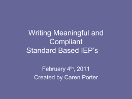 Standard Based IEP`s - SouthernMNcasefacilitators