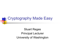 Cryptography Made Easy - University of Washington