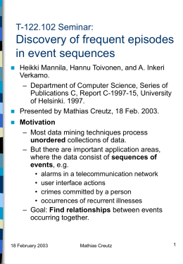 T-122.102 Seminar: Discovery of frequent episodes in event