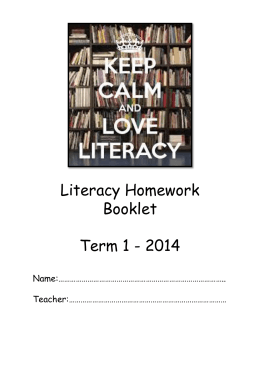 Literacy booklet notes