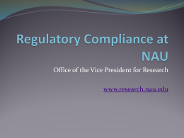 Regulatory Compliance at NAU - Northern Arizona University