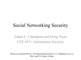 Social Networking Security - Computer Science and Engineering
