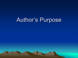 Author`s Purpose - Bloomfield College