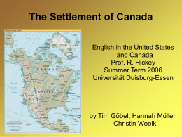 The Settlement of Canada - an der Universität Duisburg