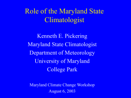 Dr. Kenneth Pickering - Department of Meteorology and Climate