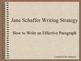 Jane Schaffer Paragraph Writing – Three Pigs
