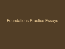 Foundations Practice Essays