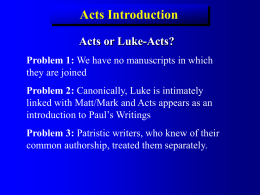 Luke- Acts Introduction