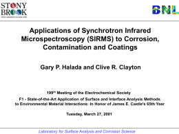 (SIRMS) to Corrosion, Contamination and