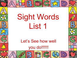 Sight Words list 1