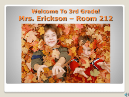 Welcome To 3rd Grade - Jackson School District
