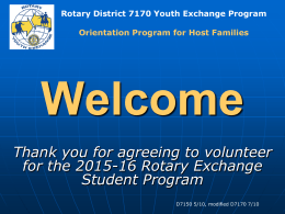 The Host Family - Rotary Youth Exchange District 7170