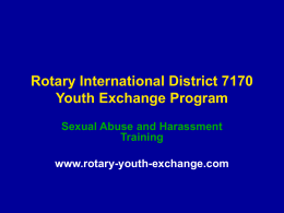 Sex Abuse Training D7170 - Rotary Youth Exchange District 7170
