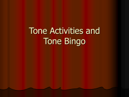 Tone Activities and Tone Bingo