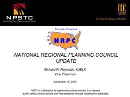 National Regional Planning Council “UPDATE REPORT”