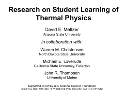 Research on Student Learning of Thermal Physics