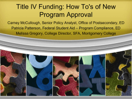Title IV Funding: How To`s of New Program Approval