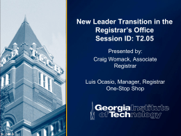 New Leader Transition in the Registrar`s Office