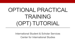 OPT Tutorial - St. Cloud State University