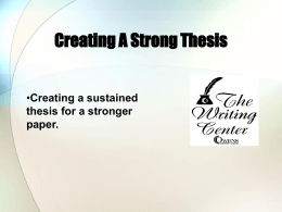 Creating a Thesis - Owens Community College
