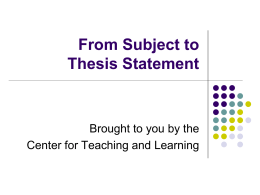 Pre-writing Strategies and Thesis Statements