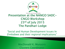 Presentation at the NANGO SADC-CNGO