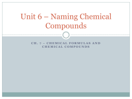 Unit 6 * Naming Chemical Compounds