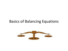 Basics of Balancing Equations