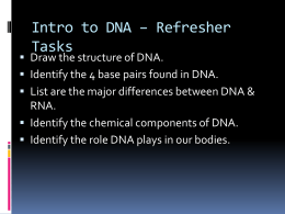 Intro to DNA * Refresher Tasks