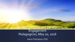 2016 Pedagogicon Presentation, Dr. Aaron Thompson
