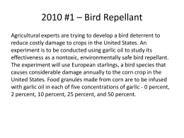 2010 #1 * Bird Repellant - edventure-ga