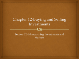 Chapter 12-Buying and Selling Investments