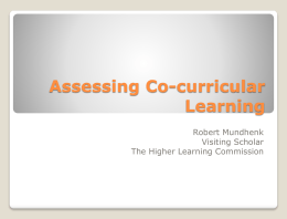 Assessing Co-curricular Learning (Presentation by Robert