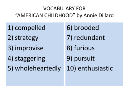 VOCABULARY FOR *AMERICAN CHILDHOOD* by Annie Dillard