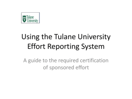 Using the Tulane University Effort Reporting System