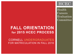 HCEC Orientation - Cornell Career Services