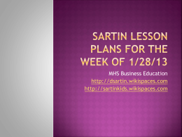 Sartin Lesson Plans for the week of 1/28/13 - dsartin