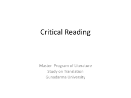 Critical Reading - Gunadarma University