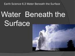 Earth Science 6.3 Water Beneath the Surface