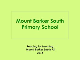 Reading for Learning - Mount Barker South Primary School