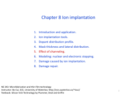 Chapter 8 Ion implantation II
