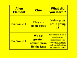 Clue Alien Element Horizontal rows in the periodic table are periods