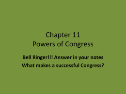 Chapter 11 Powers of Congress