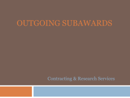 Outgoing subcontracts - University of Arizona