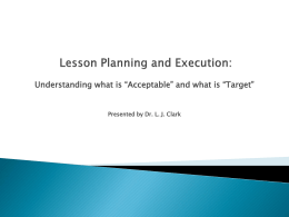 Lesson Planning and Execution: